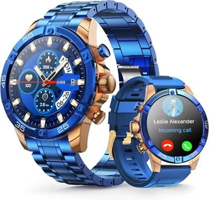 Smart watch Men 1.5" Luxury Business Sport Fitness IP67 IOS Android -Steel Blue - Picture 1 of 6