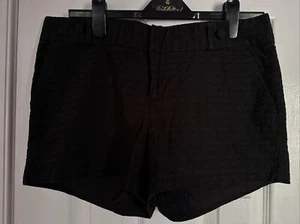 Banana Republic Black Textured Cotton Shorts - Size 10 - Picture 1 of 2