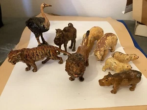 Vorkrieg 10 Große Lineol Masse Tiere Groß Zoo Tiger Eisbär Nilpferd Nasenbär - Bild 1 von 23