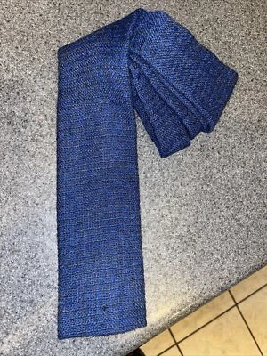 Corbata azul vintage gallo brezo extremo cuadrado todo tejido lana años 70 Macy’s Foto 1 de 4