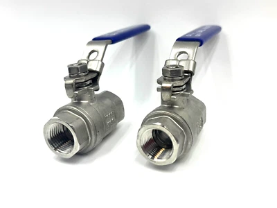 2pack 1000 WOG 1/2" Stainless Steel 316 Ball Valve  2pc Full Port - Image 1 of 4