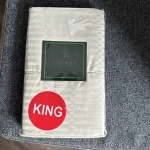 Ralph Lauren Pillowcase King 52Nd Street Jacquard Cream Beige 370 Thread Count - Picture 1 of 10