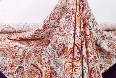 1 yarda X 1,4 metros Retro Paisley Vestido Material Suave Rayón Algodón Tela Foto 1 de 4