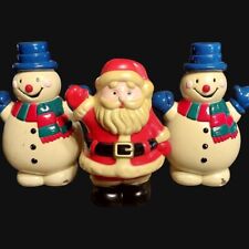 Vintage Christnas 8" Snowman 7.5"Santa Plastic MCM Tabletop Light Covers Read