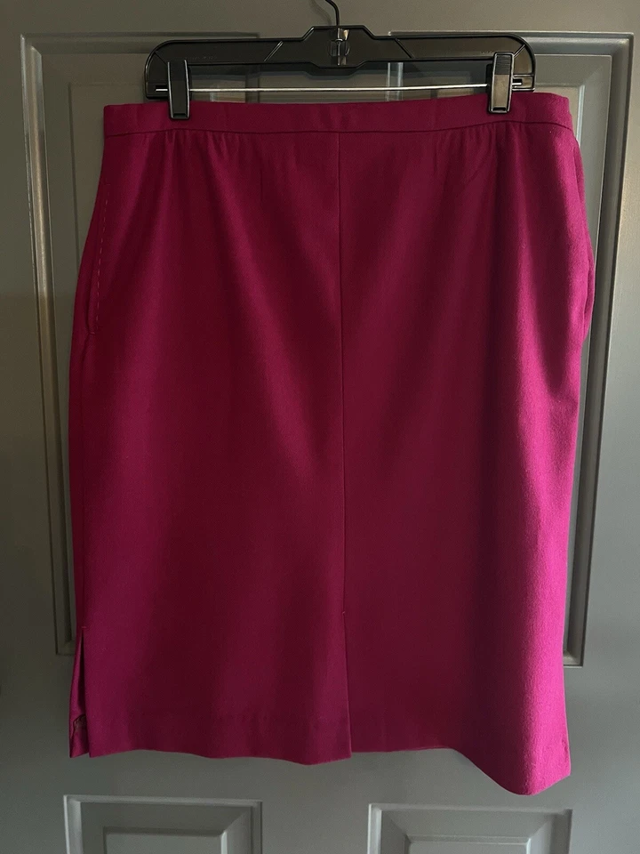 Falda ÚNICA Mezcla de Lana Magenta Lápiz Frontal Aberturas Laterales Talla 14 Un Bolsillo Frontal Foto 1 de 4