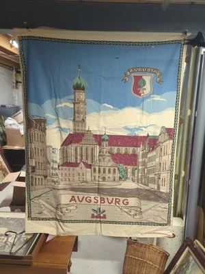 Máquina serigrafiada 50x67" cosida arte textil alemán Augsburgo Alemania Foto 1 de 4