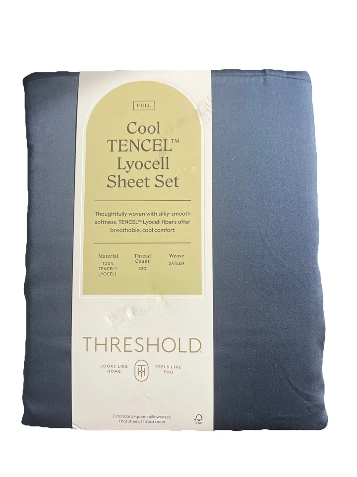 Full 320 Thread Count Cool TENCEL Lyocell Sheet Set Graphite - Threshold