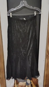 womans Ticket long black vintage velvet and gauze maxi skirt size small - Picture 1 of 6
