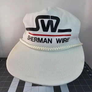 Nissin Mens White Sherman Wire Logo Print Adjustable 5 Panel Hat Cap One Size - Picture 1 of 11