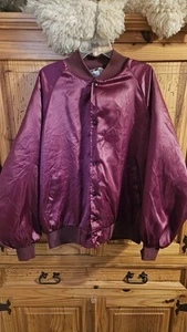 Mens Vintage West Ark Size 2 XL Maroon Red Satin Jacket - Picture 1 of 5