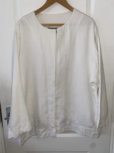 White Jaeger 100% Linen Women’s Cardigan Open Shirt Sz XL - Picture 1 of 10