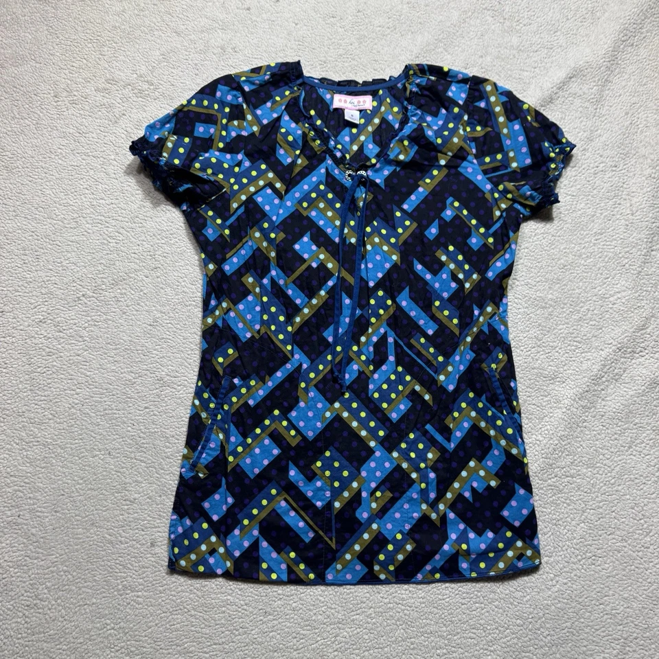 Koi Kathy Peterson Scrub Top Womens Small Polka Dot Geometric Print Medical Tee - Image 1 of 4