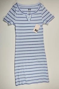 SO Girls Short-Sleeve Dress Navy Blue Stripe Sz X-Small - Picture 1 of 4