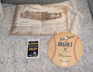 Bill Zuber New York Yankees Signed Dugout Restaurant Menu Holder JSA - Picture 1 of 10