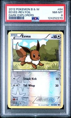 2012 POKEMON B&W DARK EXPLORERS #84 EEVEE-REVERSE FOIL PSA 8 - Image 1 of 2