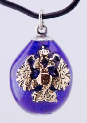 Antique Empire Faberge Argento Oro Smalto Pasqua Egg Ciondolo By Michele Perkhin - Immagine 1 di 4