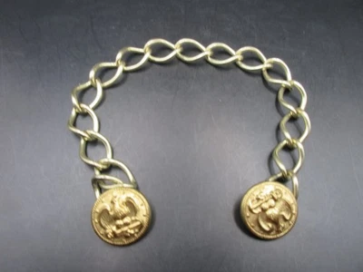 Vintage Gold Tone Buttons w/ Chain Military or Navy Metal Eagle Sweater Clip - Image 1 of 4