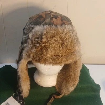 Sombrero de trampero camuflado forrado de piel de conejo Yukon Tracks invierno talla L/XL Foto 1 de 4