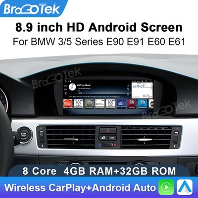 8.9" Android 14 Car Stereo Radio Carplay Wifi Für BMW 3/5 er E60 E61 E90 - Bild 1 von 4