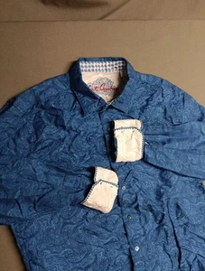 Robert Graham Hemd Herren M Blau Blumen Paisley Geometrisch Abstrakt Classic Fit - Bild 1 von 12