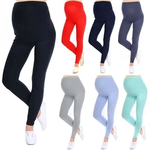 Ladies FULL MATERNITY Leggings Ankle Length Stretchy Over Bump Pregnancy Pants - Picture 1 of 14