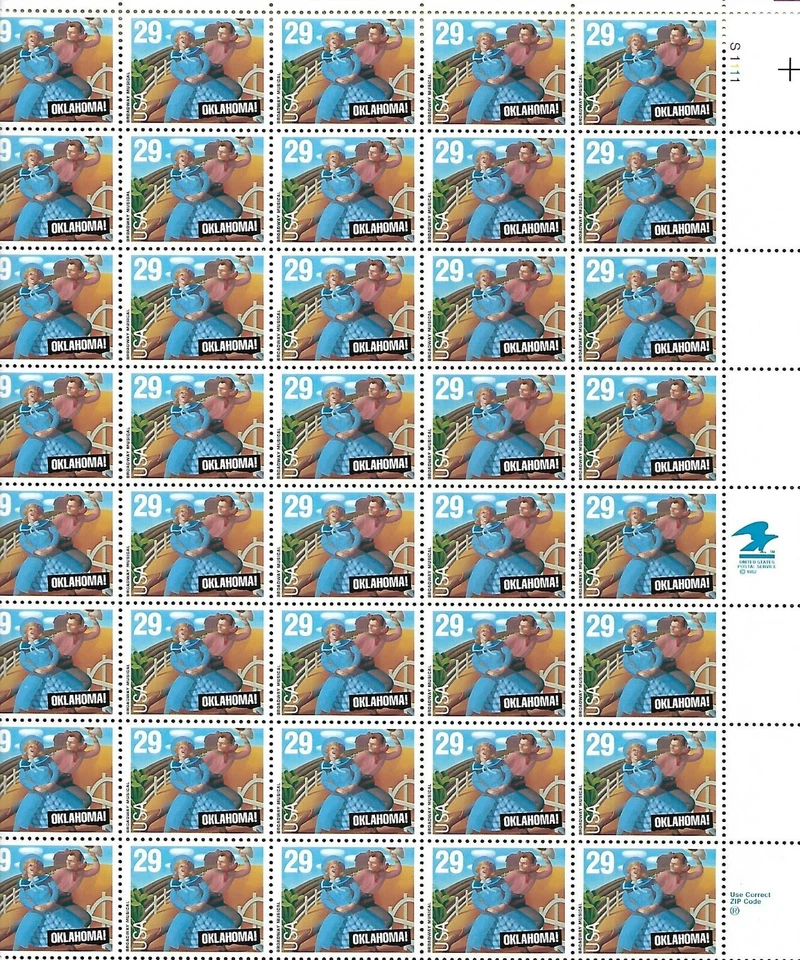 USA 1993 MNH FULL SHEET OF 40, OAKLAHOMA, AMERICAN MUSIC  - Image 1 of 1
