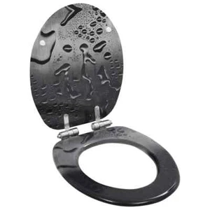 WC Toilet Seat with Soft Close Lid MDF Water Drop Design - Picture 1 of 9