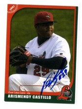 Signed Autograph Auto MiLB Card Great Lakes Loons 2007 Arismendy Castillo