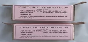 REMINGTON ARMS - UMC M1911 .45 ACP WW I NEW REPLICA 20 ROUND AMMO BOXES - Picture 1 of 9