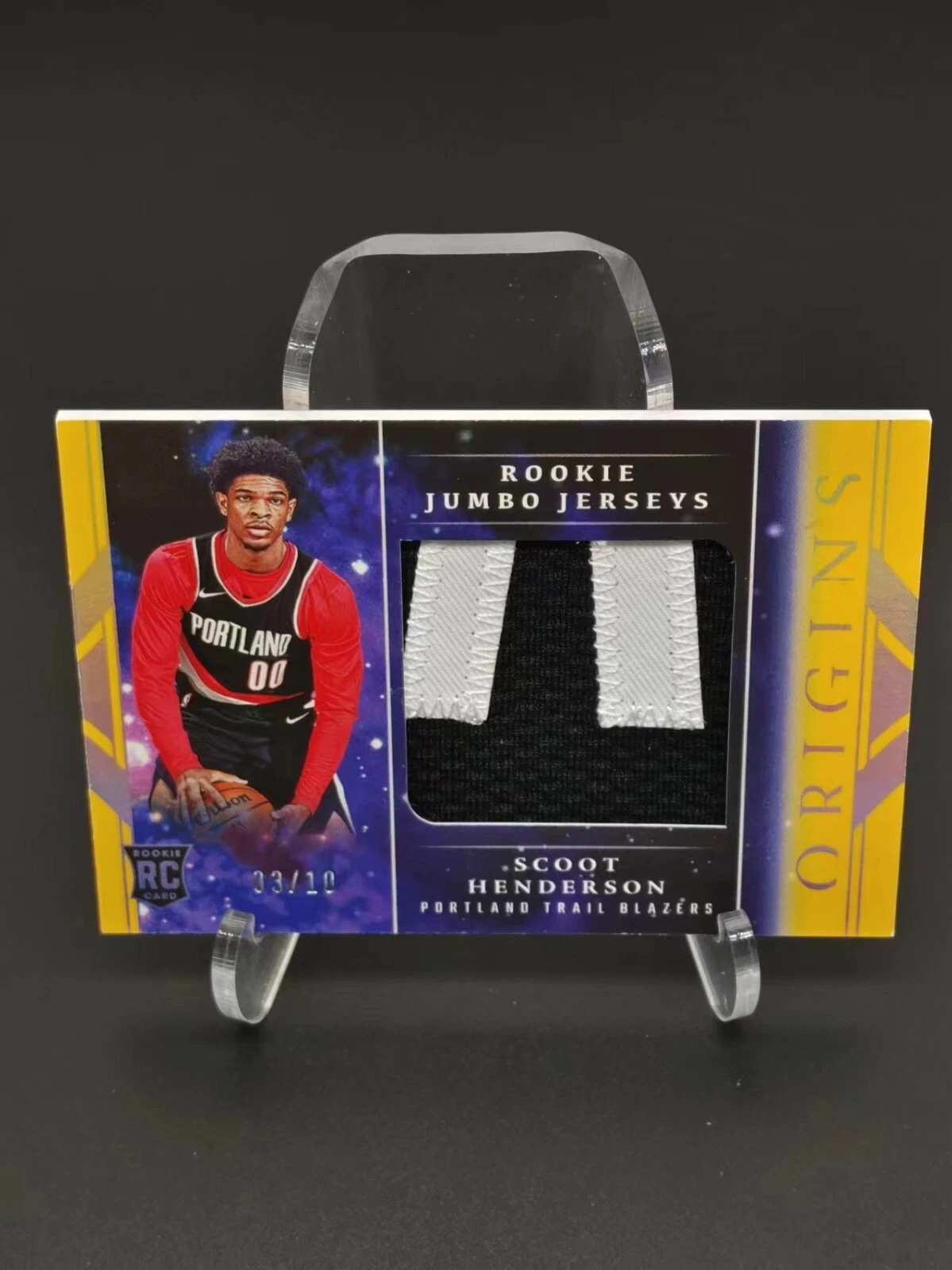 2023-24 Panini Origins NBA Scoot Henderson RC Jumbo Jerseys Gold 3/10#RJJ-SCO FC