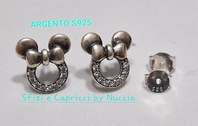 Orecchini Minnie Disney donna / bambina ARGENTO S925 zirconi - Immagine 1 di 3