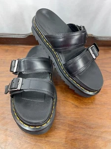 Dr Martens Myles Sandals Black EU 38 Women 7 Men 6 Buckle Double Strap Leather - Picture 1 of 12
