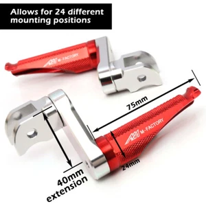 Red 1.5 inch Extended Rider Foot Pegs SHINOBI For Kawasaki Versys 1000 12 13 14 - Picture 1 of 7
