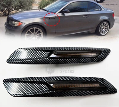 2 FRECCE Laterali FULL LED Carbon CANBUS per Bmw Serie 1 E82 E81 E87 E88 18 led - Immagine 1 di 4