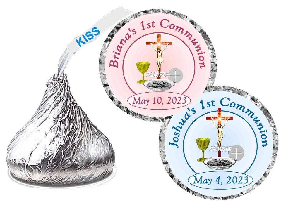 216 PRIMERA COMUNIÓN FAVORES CHOCOLATE BESO CARAMELO BESO ETIQUETAS SANTA COMUNIÓN Foto 1 de 1