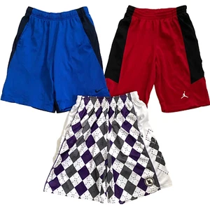 Lot of 3 Flow Society Purple Diamond Lacrosse & Nike Air Jordan Shorts Large - Picture 1 of 20