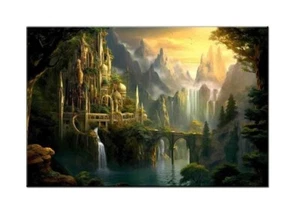 Psychedelic Castle Oil Painting Picture Printed On Canvas-Home Art Wall Decor-II - Picture 1 of 10