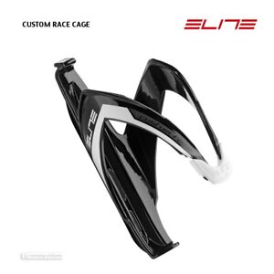 Elite CUSTOM RACE Bicycle Water Bottle Cage : GLOSS BLACK/WHITE