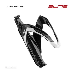 Elite CUSTOM RACE Bicycle Water Bottle Cage : GLOSS BLACK/WHITE - Picture 1 of 1