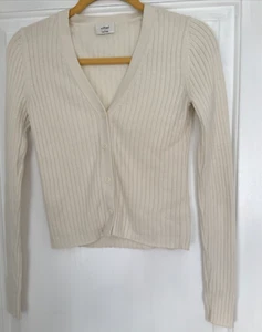 Wilfred Merino Wool Blend Ribbed Cardigan Sweater Long Sleeved White Small - Picture 1 of 14