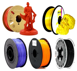 Lot of 5 PLA Filament 3D Printer - 1.75mm / Blue / Red / Orange / Gold / Black - Afbeelding 1 van 7