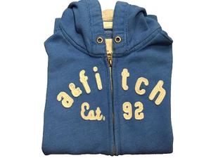 Abercrombie & Fitch Kids Hooded Zipper Sweatshirt Sewn Letters Blue XL - Picture 1 of 9