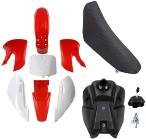 Red Plastics Kit Fuel Tank Seat For Kawasaki KLX 110 KX65 DRZ110 RM65 Pit Bike - Picture 1 of 7