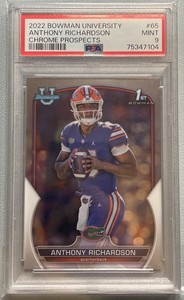 2022 Bowman University Anthony Richardson #65 Chrome Prospects PSA 9