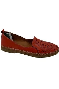 Spring Step Leather Perforated Slip-Ons Ingrid Red - Picture 1 of 3