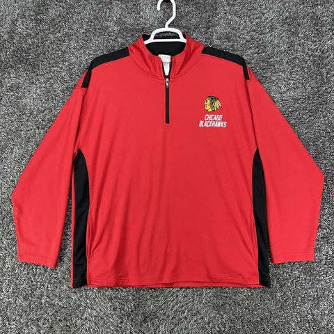 Chicago Sweater Adult 2XL XXL Red 1/4 Zip Pullover Blackhawks NHL Official Mens Cover