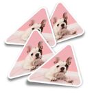 4X Triangle Stickers - Pink French Bulldog Puppy Dog #16355
