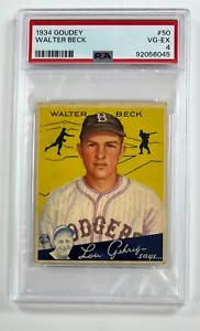 1934 Goudey #50 Walter Beck PSA 4 VG-EX SF-6045 - Foto 1 di 2