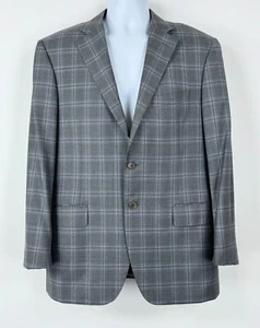 Canali $1,850 Auth 40 R US 50 R EU Blue Gray 100% Wool Plaid Blazer Coat Jacket - Picture 1 of 10