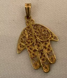 14KT GOLD HAMSA (NEW) - Picture 1 of 5